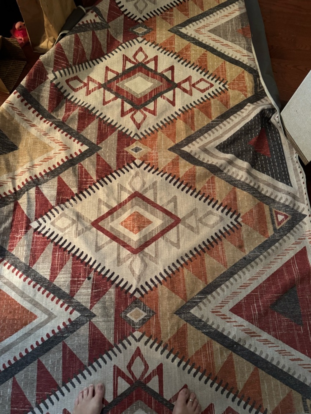Southwestern Geometric Area Rug – Rust, Tan & Gray